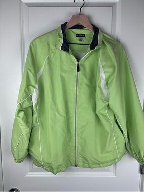 Wilson Lime Green and White Women's Bomber Tennis Jacket Windbreaker Size 16 XL